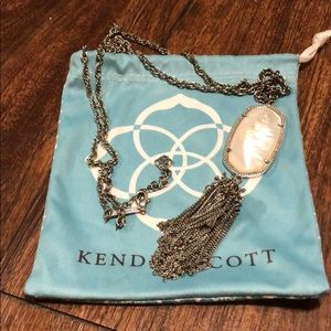 Rayne Silver Long Pendant Necklace In Ivory Pearl